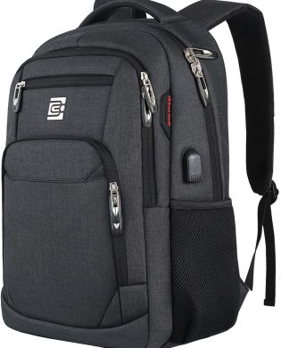 Laptop Backpack,Business Travel Anti Theft Slim Durable Laptops Backpack with USB Charging Port,Water Resistant College Computer Bag for Women & Men Fits 15.6 Inch Laptop and Notebook - Black